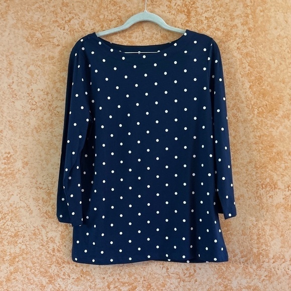 ST JOHN'S BAY Polka Dots Boatneck Blouse size Medium - Picture 1 of 8